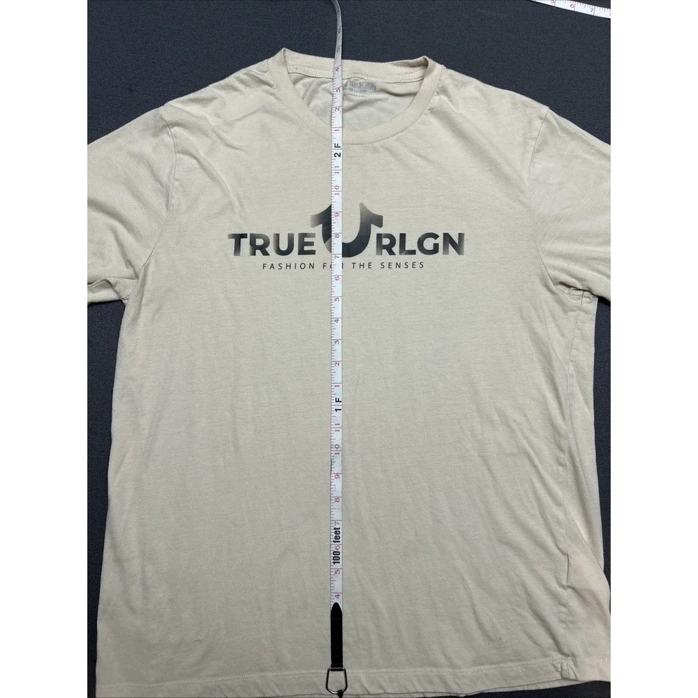 True Religion Mens True RLGN Foil Logo Tee T-Shirt XL Beige 106195